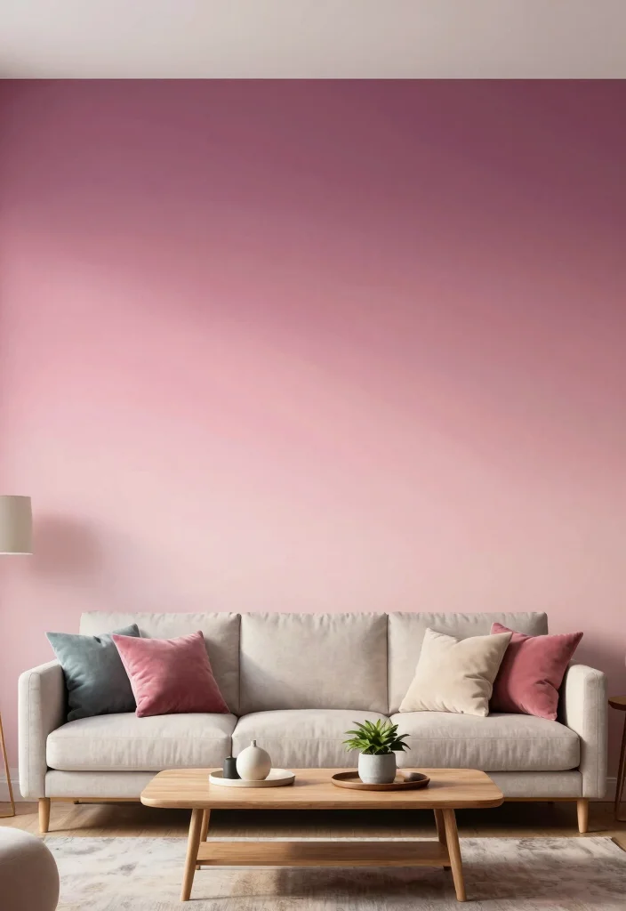 18 Large Accent Wall Living Room Ideas: Statement Making Design - 10. Multi-Colored Ombre Effect 1