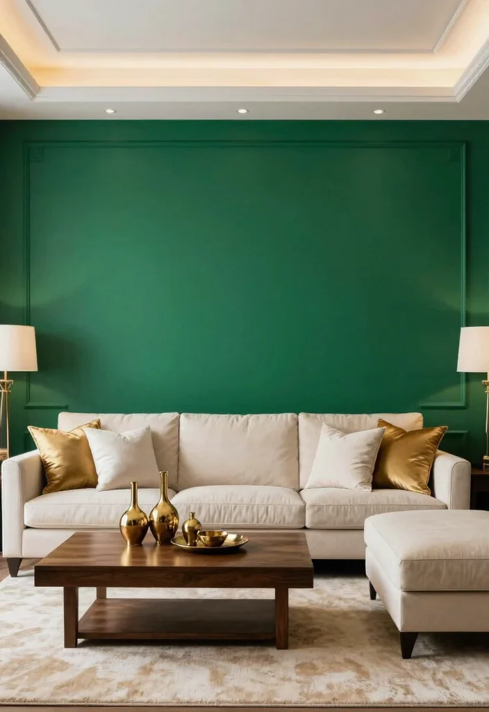 18 Large Accent Wall Living Room Ideas: Statement Making Design - 5. Rich Jewel Tones 1