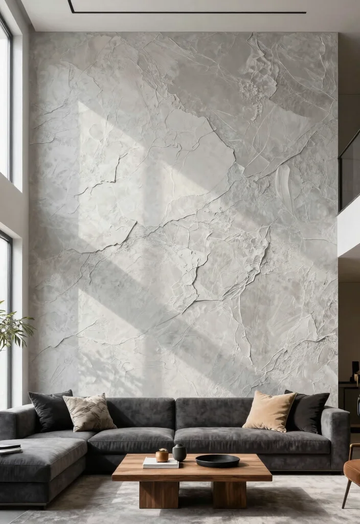 18 Large Accent Wall Living Room Ideas: Statement Making Design - 8. Textured Paint Techniques 1