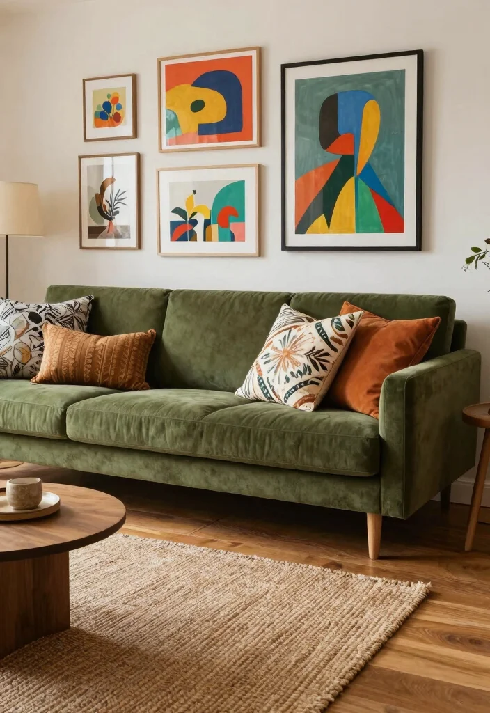 18 Living Room Green Sofa Ideas Fresh Versatile Styling - 3. Artistic Olive Oasis 1