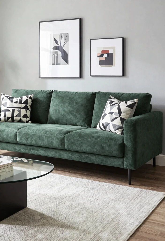 18 Living Room Green Sofa Ideas Fresh Versatile Styling - 6. Chic Charcoal Contrast 1