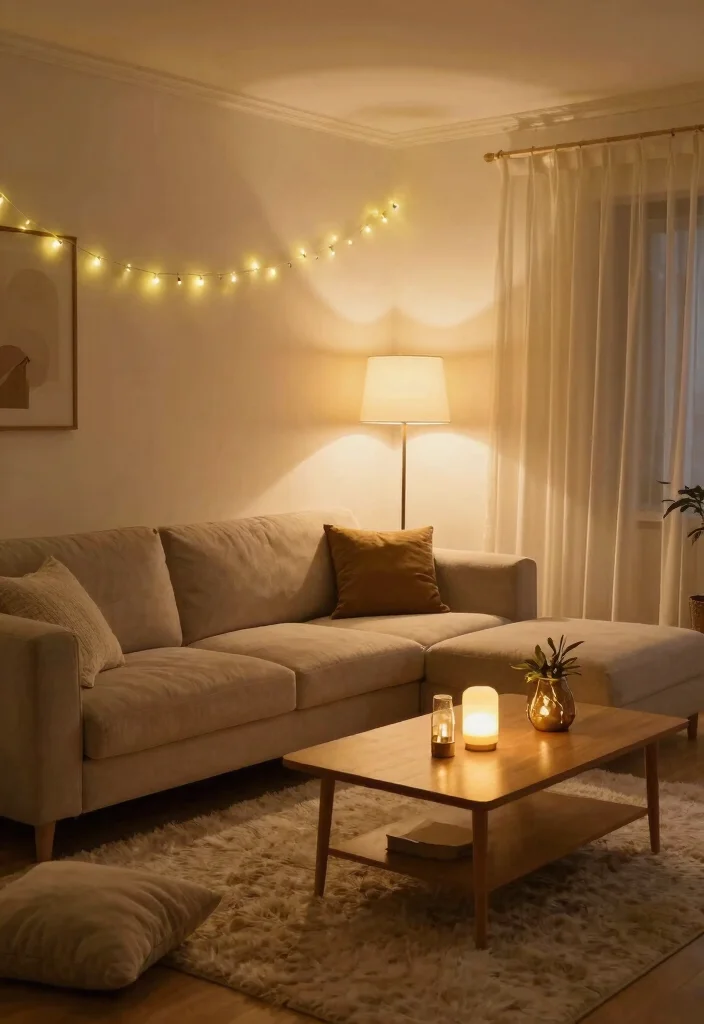 18 Modular Sofa Living Room Ideas: Flexible Contemporary Living - 10. Smart Lighting Solutions 1