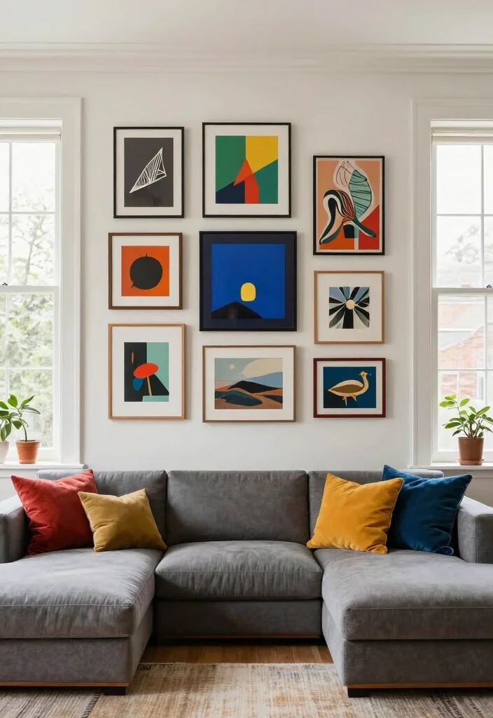18 Modular Sofa Living Room Ideas: Flexible Contemporary Living - 11. Incorporating Artwork for Personal Flair 1