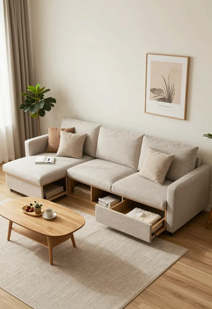 18 Modular Sofa Living Room Ideas: Flexible Contemporary Living - 6. Multi-Functional Designs for Space-Saving 1