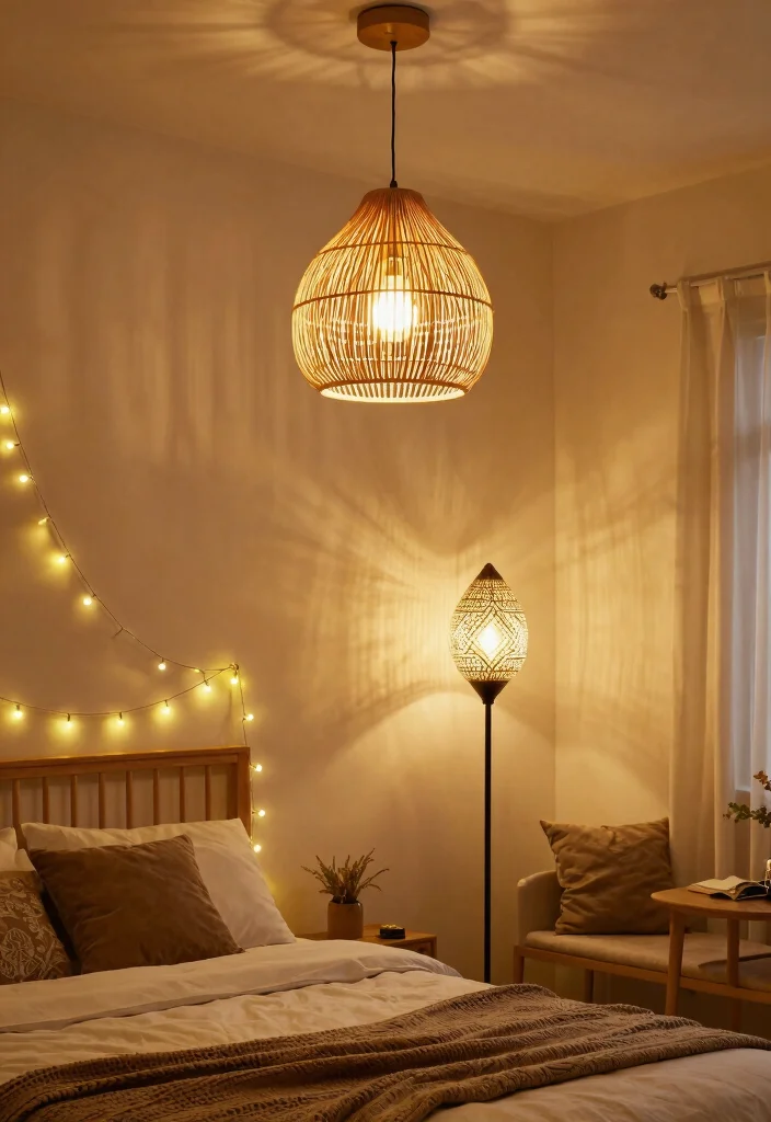 18 Room Ideas for Teenagers: Trendy Personal Spaces with Bohemian Vibes - 10. Unique Lighting Fixtures 1