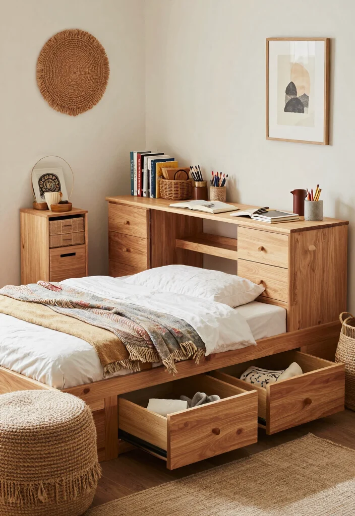 18 Room Ideas for Teenagers: Trendy Personal Spaces with Bohemian Vibes - 12. Multi-Functional Furniture 1