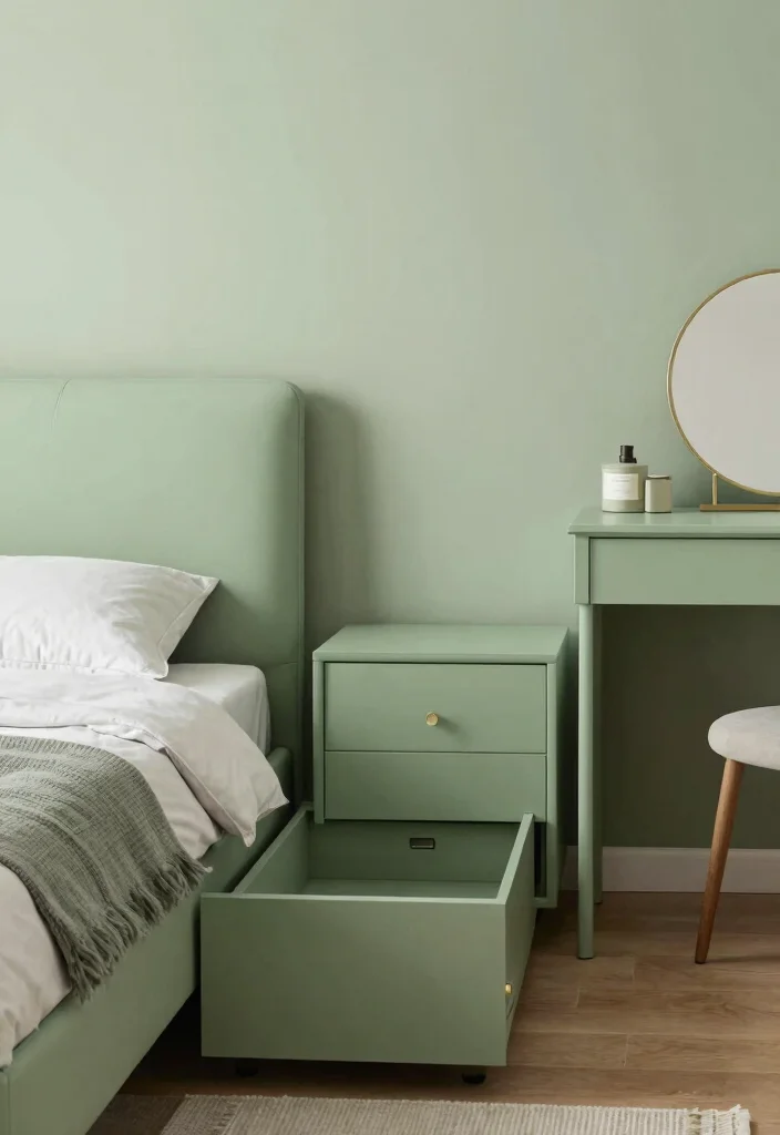 18 Sage Green Bedroom Decor Ideas: Cozy, Trendy, Aesthetic - 15. Functional Furniture 1