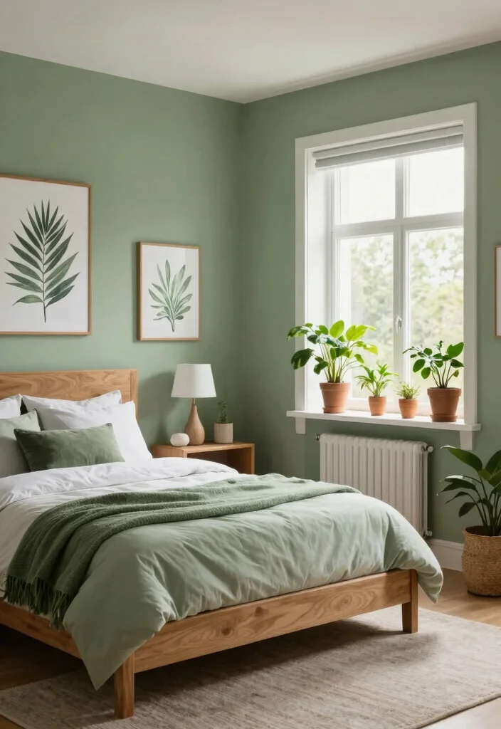 18 Sage Green Bedroom Decor Ideas: Cozy, Trendy, Aesthetic - 7. Nature-Inspired Decor 1