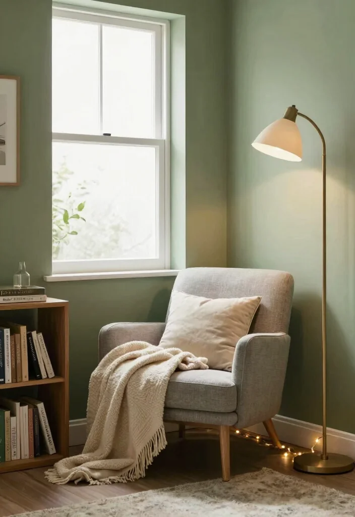 18 Sage Green Bedroom Decor Ideas: Cozy, Trendy, Aesthetic - 8. Cozy Reading Nook 1