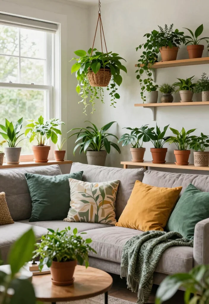 18 Small Apartment Living Room Decor Ideas Smart and Stylish - 10. Add Greenery for Freshness 1