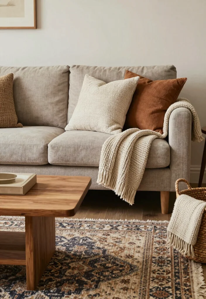 18 Small Apartment Living Room Decor Ideas Smart and Stylish - 9. Layer Textures for Depth 1