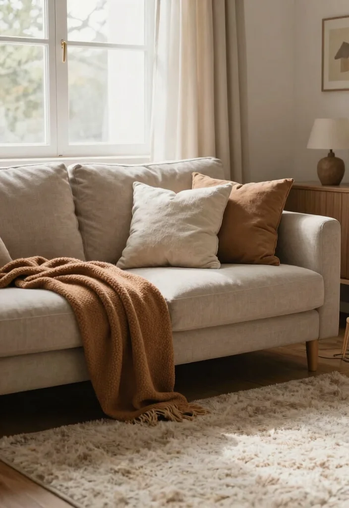 18 Small Living Room Ideas: Apartment Smart Space Solutions - 17. Create a Cozy Atmosphere with Fabrics 1