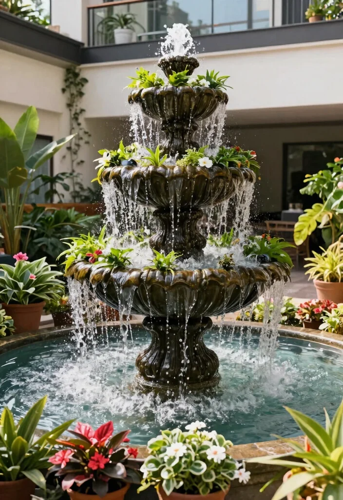 12 Balcony Fountain Ideas That Run Quietly and Fit Tight Spaces - 12. Tiered Waterfall Fountain 1