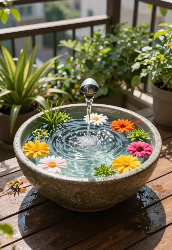 12 Balcony Fountain Ideas That Run Quietly and Fit Tight Spaces - 4. Floating Water Dispenser Fountain 1