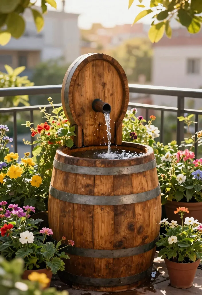 12 Balcony Fountain Ideas That Run Quietly and Fit Tight Spaces - 7. Recycled Material Fountain 1