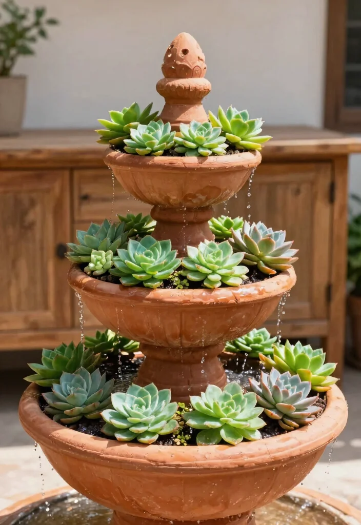 12 Balcony Fountain Ideas That Run Quietly and Fit Tight Spaces - 8. Terracotta Pot Fountain 1