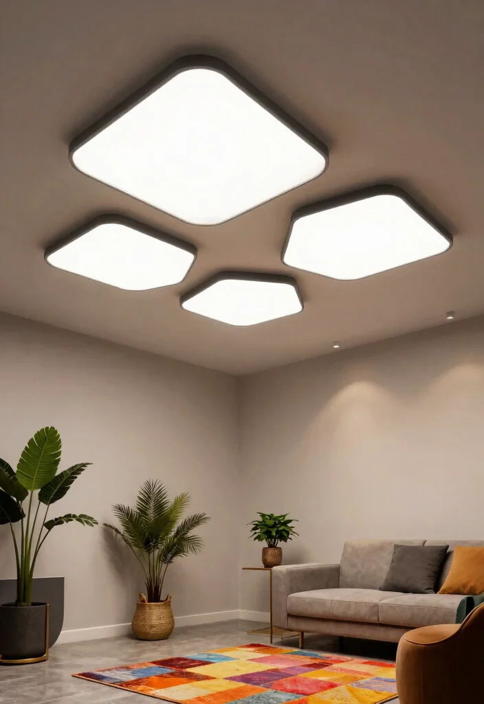 12 Flat Ceiling Lights That Don't Hang Down in Low-Ceiling Rooms - 2. Geometric LED Panel Light 1