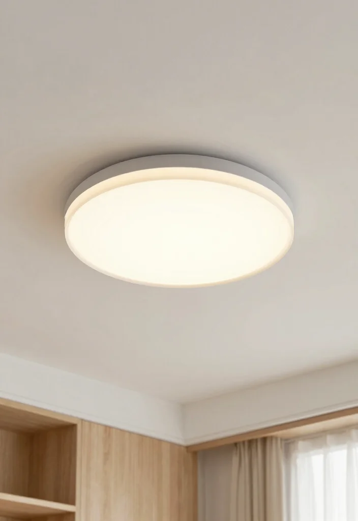 12 Flat Ceiling Lights That Don't Hang Down in Low-Ceiling Rooms - 4. Minimalist Round Ceiling Light 1