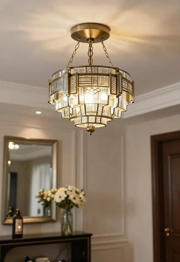 12 Flat Ceiling Lights That Don't Hang Down in Low-Ceiling Rooms - 6. Art Deco Flush Mount 1