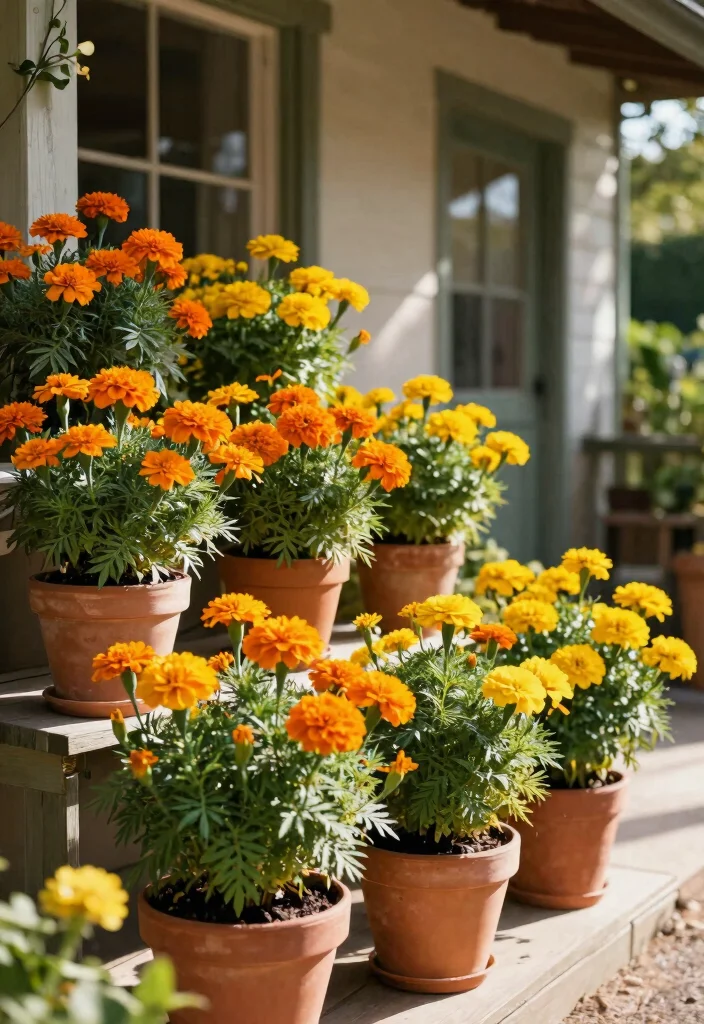 12 Front Porch Plant Ideas That Survive Heat and Forget-Me-Not Watering - 12. Marigolds: The Classic Choice 1