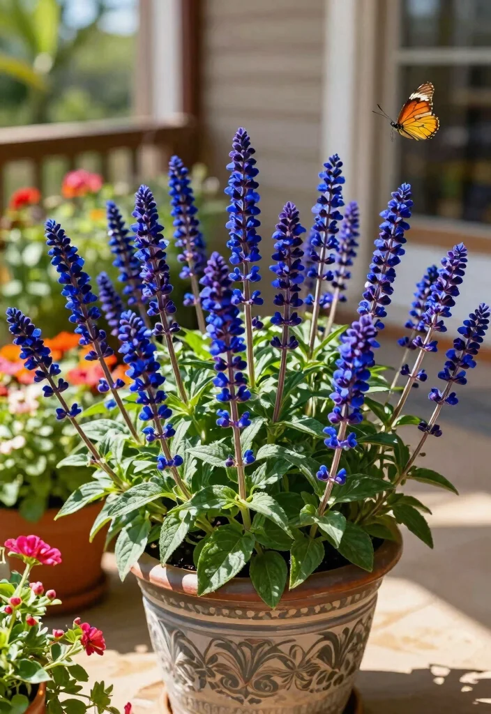 12 Front Porch Plant Ideas That Survive Heat and Forget-Me-Not Watering - 7. Salvia: The Bee's Favorite 1