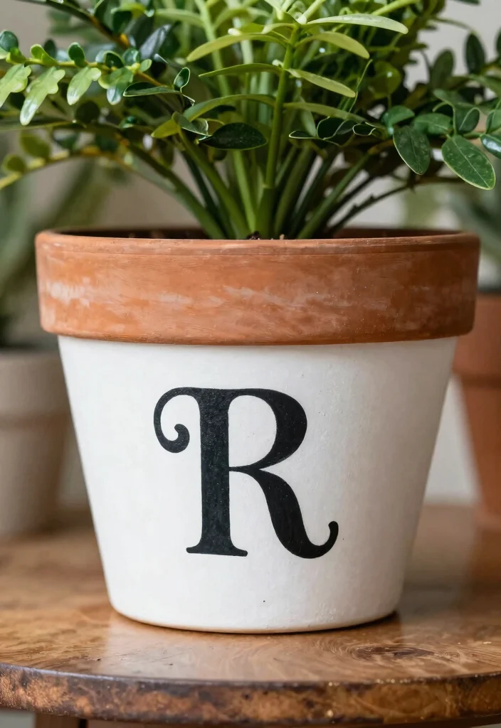 12 Hand Painted Flower Pots That Look Custom on a Budget - 11. Personalization with Monograms 1