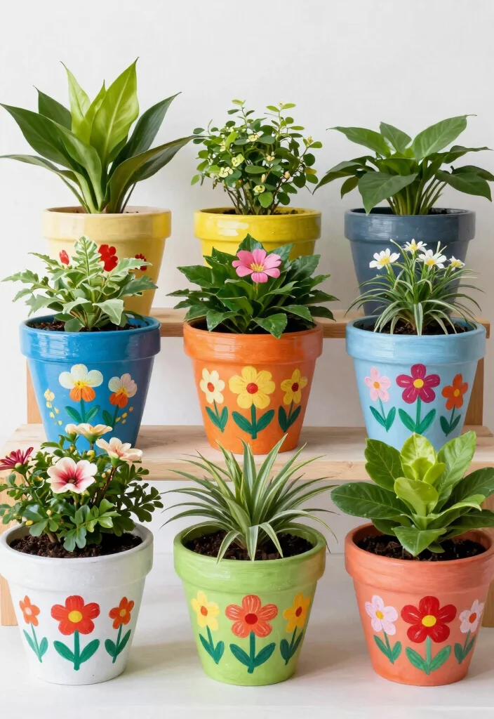 12 Hand Painted Flower Pots That Look Custom on a Budget - 3. Floral Designs 1