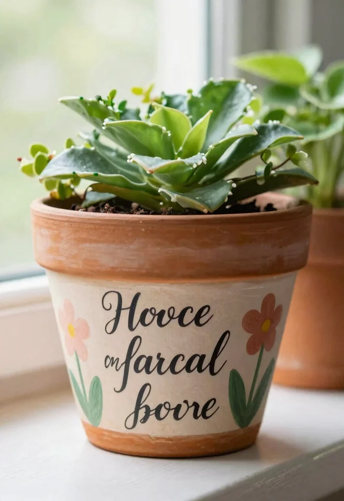 12 Hand Painted Flower Pots That Look Custom on a Budget - 5. Whimsical Quotes 1