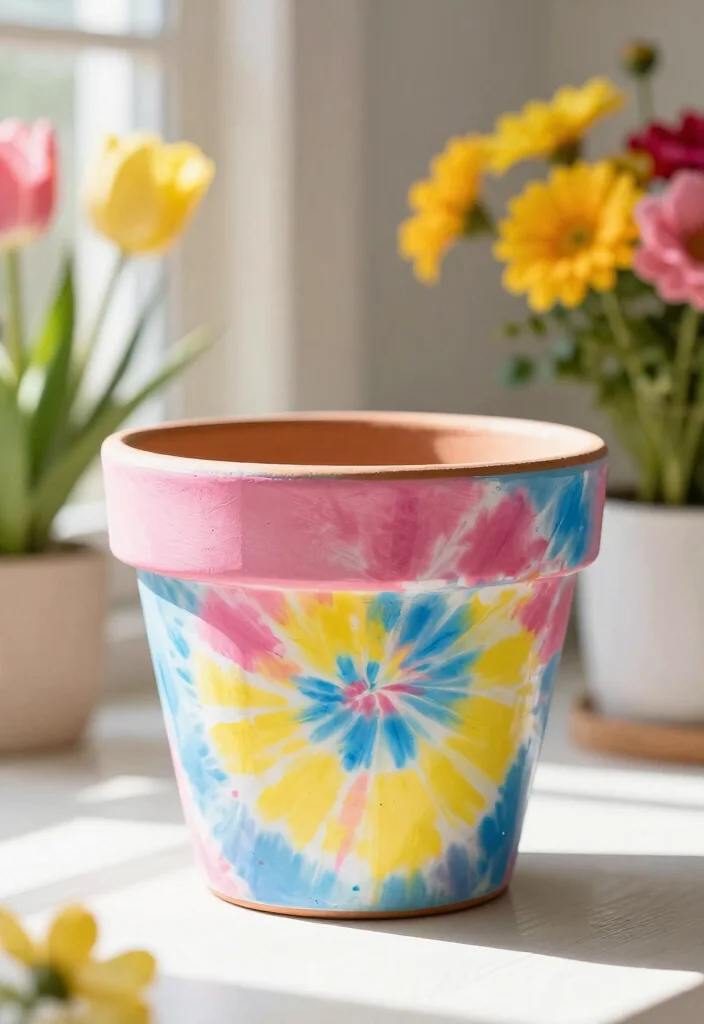 12 Hand Painted Flower Pots That Look Custom on a Budget - 6. Tie-Dye Techniques 1