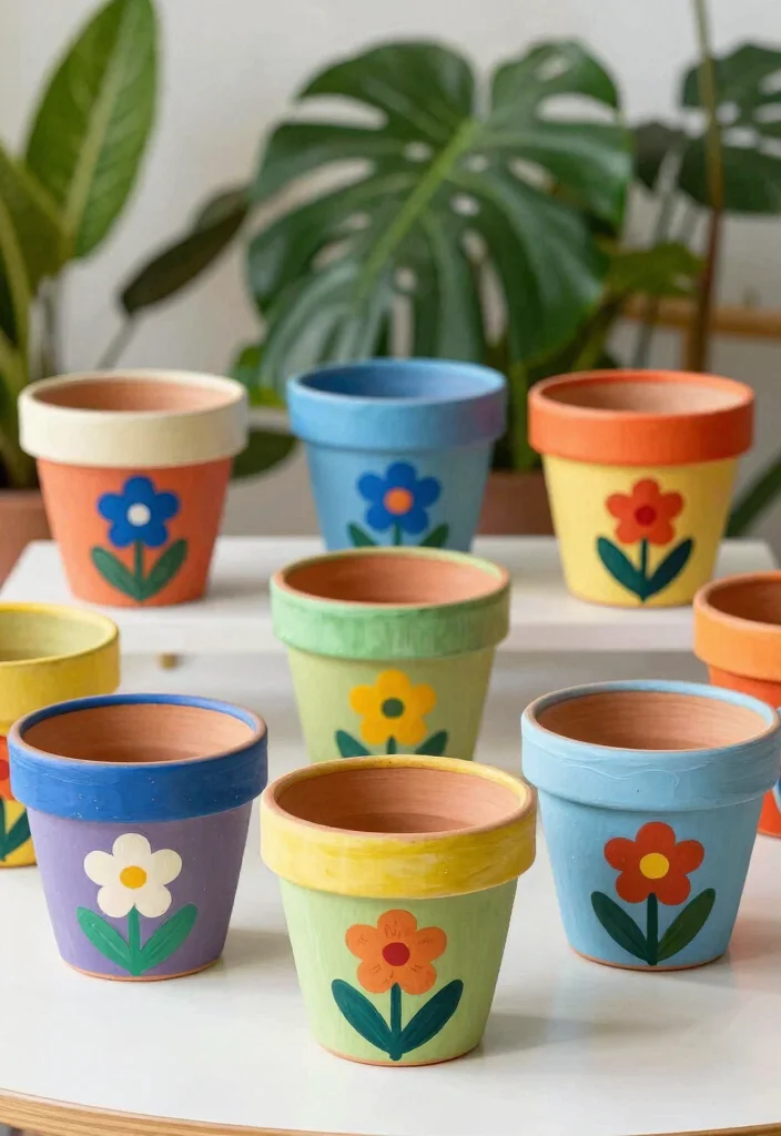 12 Hand Painted Flower Pots That Look Custom on a Budget - 9. Color Blocking 1