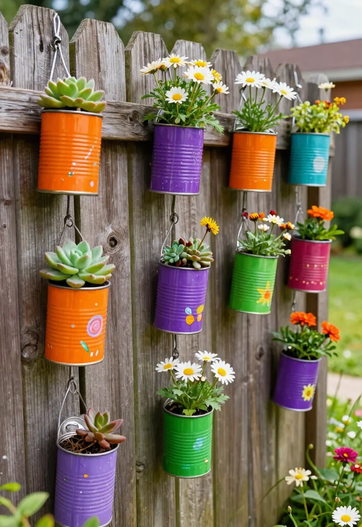 12 Mexican Flower Pots Ideas That Add Color Without Looking Tacky - 2. Upcycled Cans for a Creative Touch 1