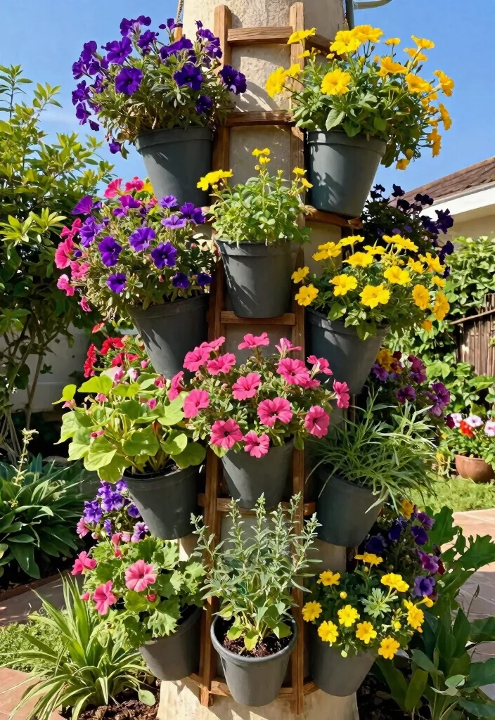 12 Mexican Flower Pots Ideas That Add Color Without Looking Tacky - 8. Vertical Garden Pots for Space-Saving Solutions 1