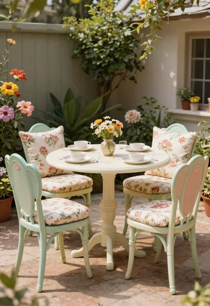 12 Outdoor Table and Chairs Ideas That Survive Rain and Sun - 10. Retro-Inspired Vintage Set 1
