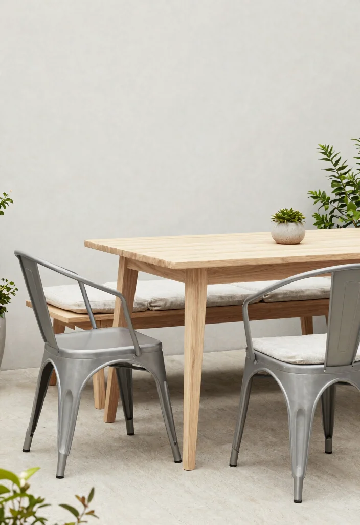 12 Outdoor Table and Chairs Ideas That Survive Rain and Sun - 11. Minimalist Scandinavian Design 1