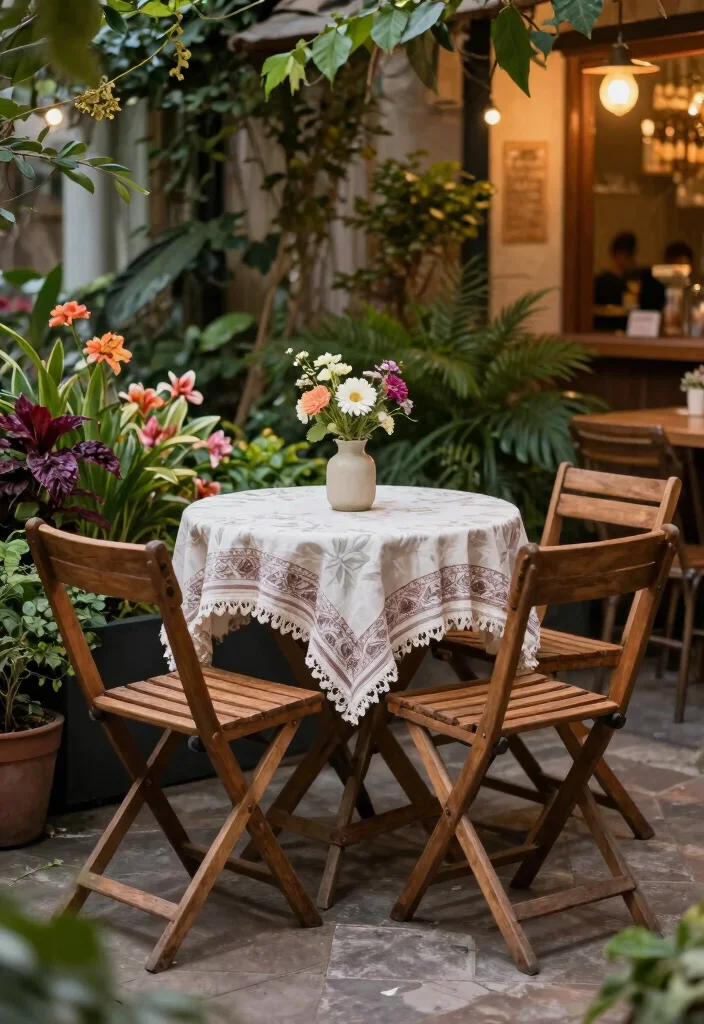 12 Outdoor Table and Chairs Ideas That Survive Rain and Sun - 2. Cozy Wooden Bistro Set 1