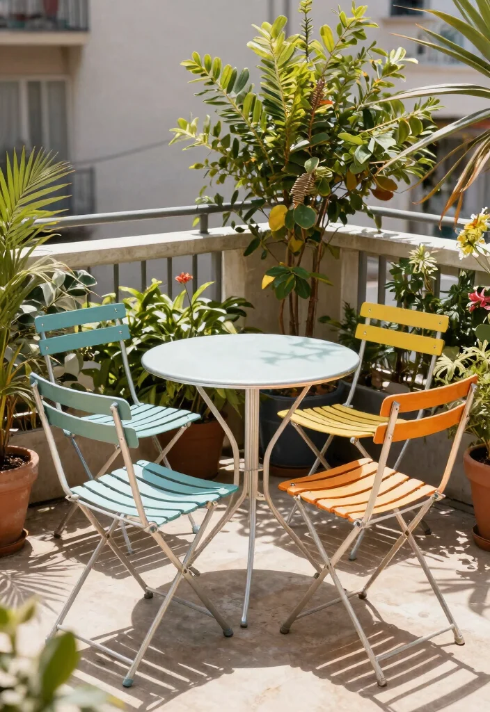 12 Outdoor Table and Chairs Ideas That Survive Rain and Sun - 4. Compact Folding Furniture 1