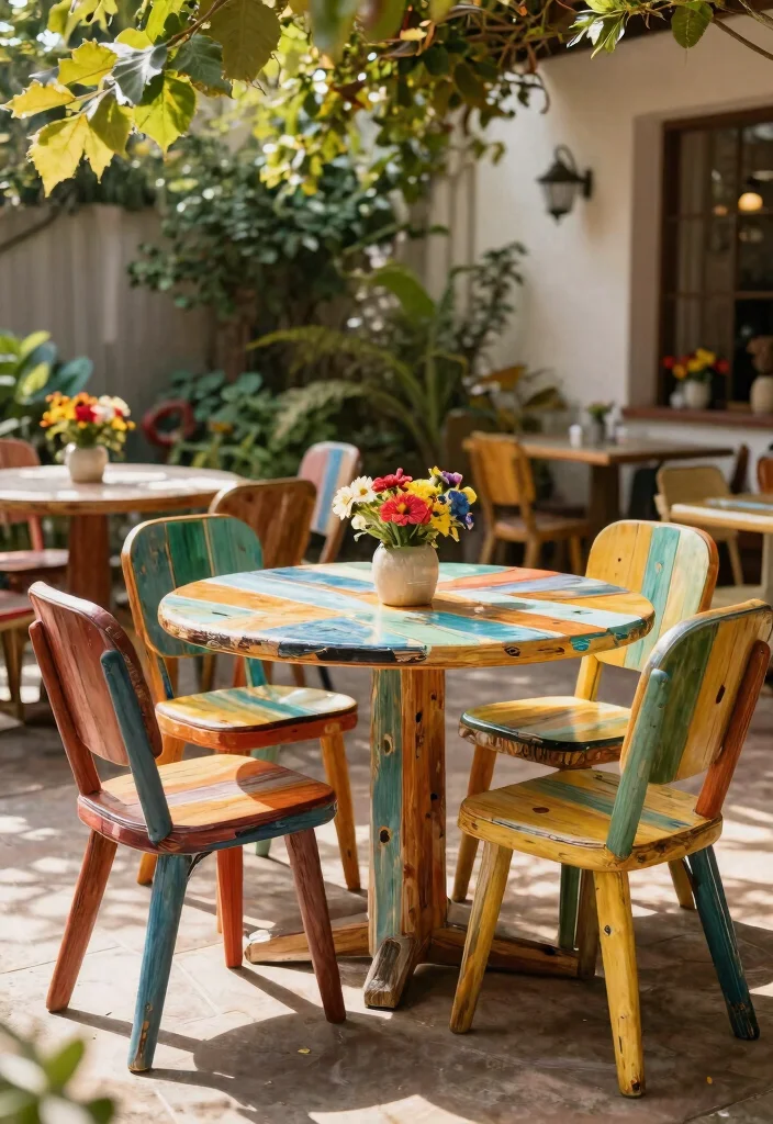 12 Outdoor Table and Chairs Ideas That Survive Rain and Sun - 7. Eco-Friendly Recycled Furniture 1