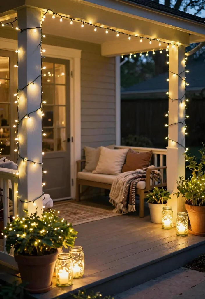 12 Porch Christmas Lights Ideas That Install Without Drilling Holes - 4. Battery-Operated Fairy Lights 1