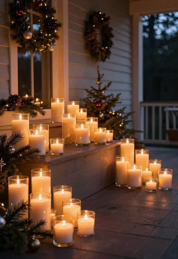 12 Porch Christmas Lights Ideas That Install Without Drilling Holes - 8. Eco-Friendly Candle Displays 1
