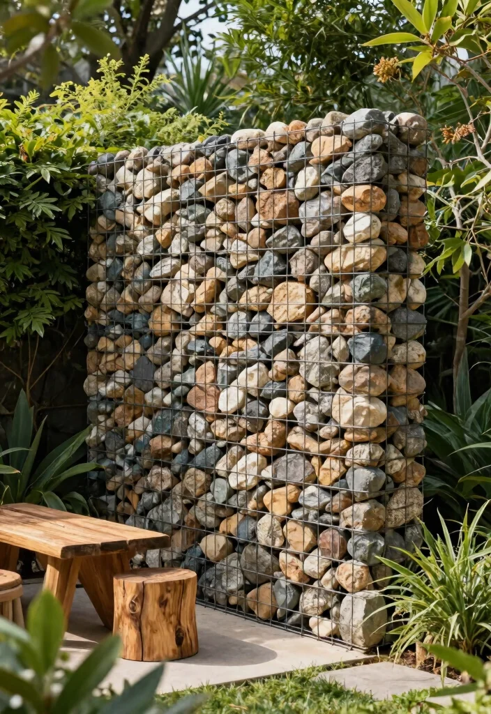 12 Privacy Fence Ideas That Block Neighbors Without Looking Harsh - 6. Gabion Walls 1