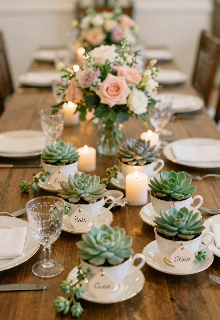 12 Tea Cup Planter Ideas That Repurpose Thrift Store Finds - 4. Elegant Wedding Favors 1