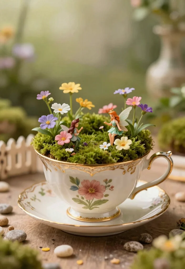 12 Tea Cup Planter Ideas That Repurpose Thrift Store Finds - 8. Miniature Fairy Gardens 1