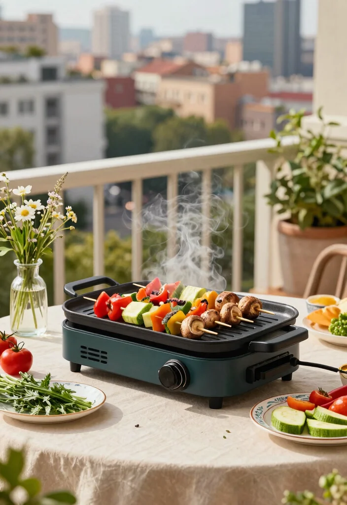 14 Balcony Grill Design Ideas for Small Spaces Without Smoke - 1. Portable Electric Grills 1
