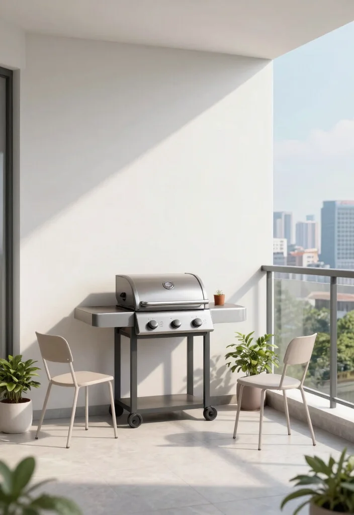 14 Balcony Grill Design Ideas for Small Spaces Without Smoke - 11. Minimalist Grilling Stations 1