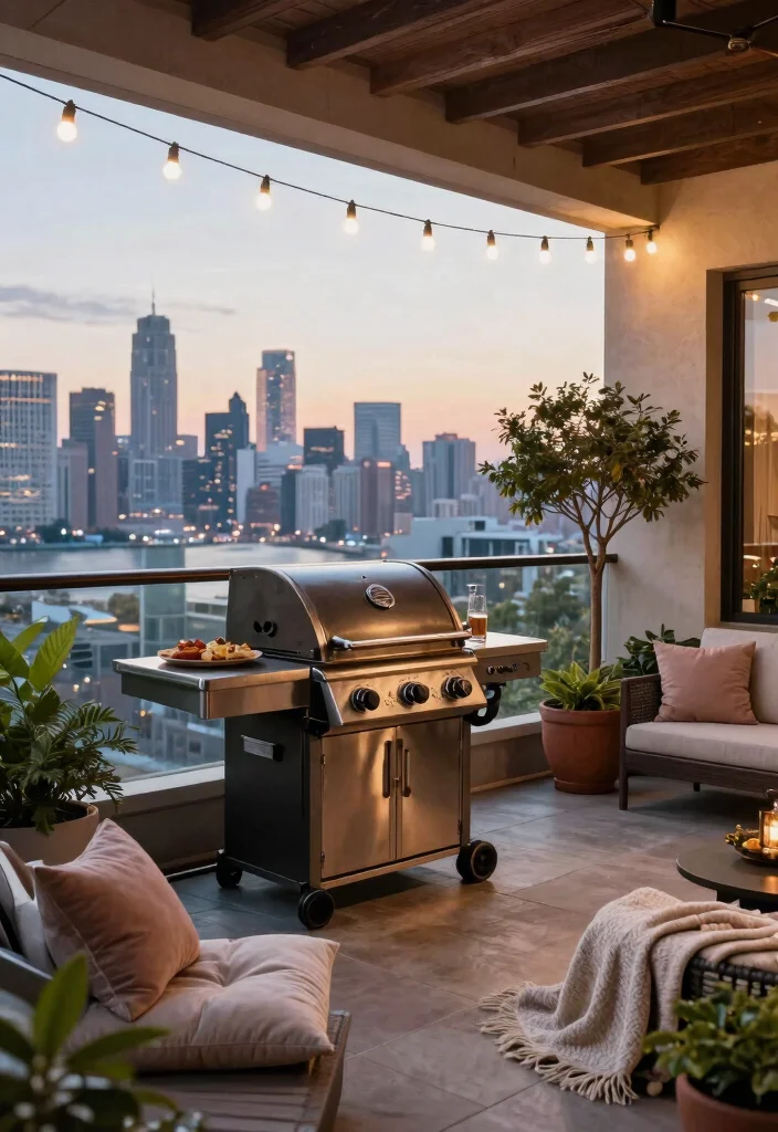 14 Balcony Grill Design Ideas for Small Spaces Without Smoke - 12. Grilling with a View 1