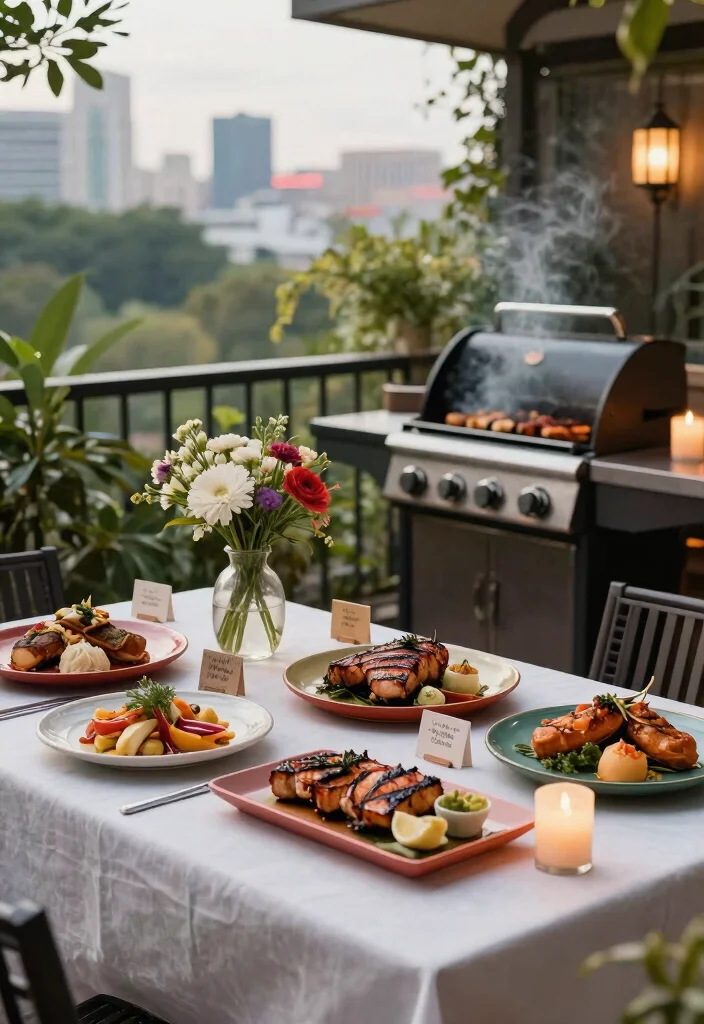 14 Balcony Grill Design Ideas for Small Spaces Without Smoke - 13. Creative Serving Areas 1