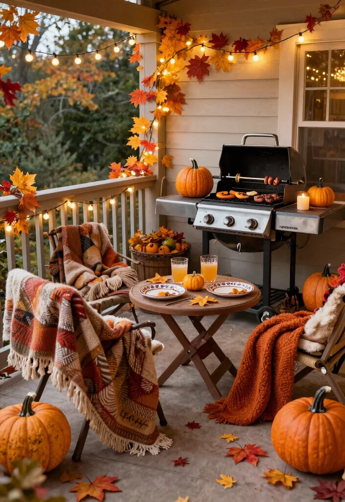14 Balcony Grill Design Ideas for Small Spaces Without Smoke - 14. Seasonal Decor Enhancements 1
