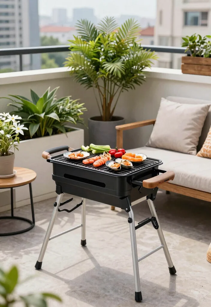 14 Balcony Grill Design Ideas for Small Spaces Without Smoke - 6. Foldable Grills 1