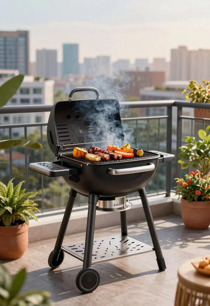 14 Balcony Grill Design Ideas for Small Spaces Without Smoke - 7. Charcoal Grills with Smoke-Reducing Technology 1