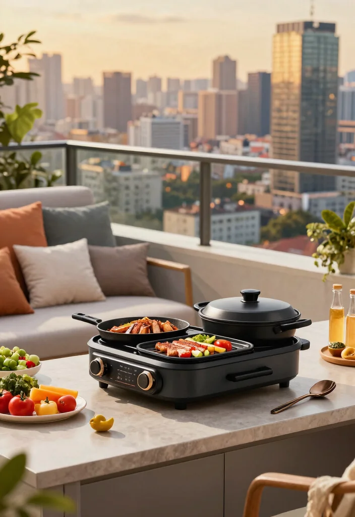 14 Balcony Grill Design Ideas for Small Spaces Without Smoke - 8. Multi-Functional Cookers 1